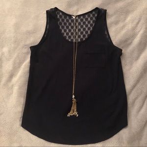 LIKE NEW Navy Tank Lace Open Back Detail